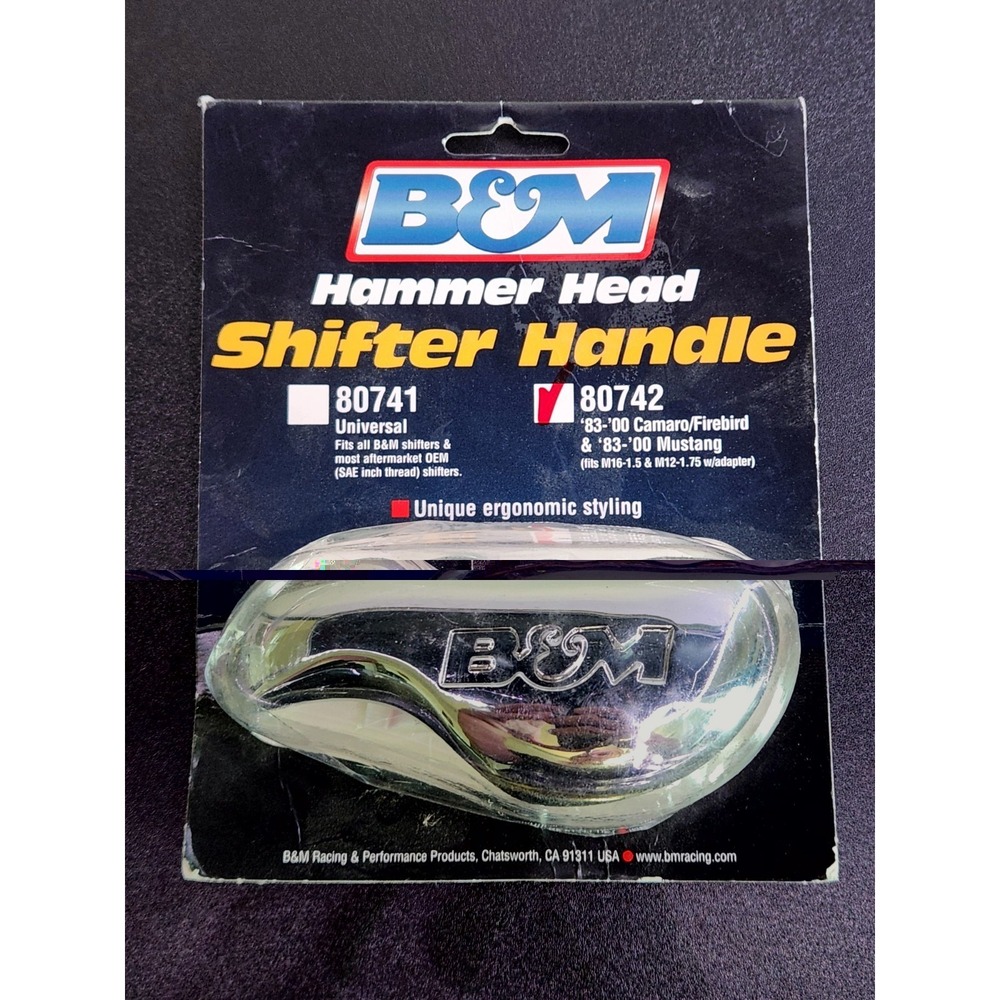 B&M 80742 Auto Shifter Chrome Plated Hammer T-Handle w/ Logo